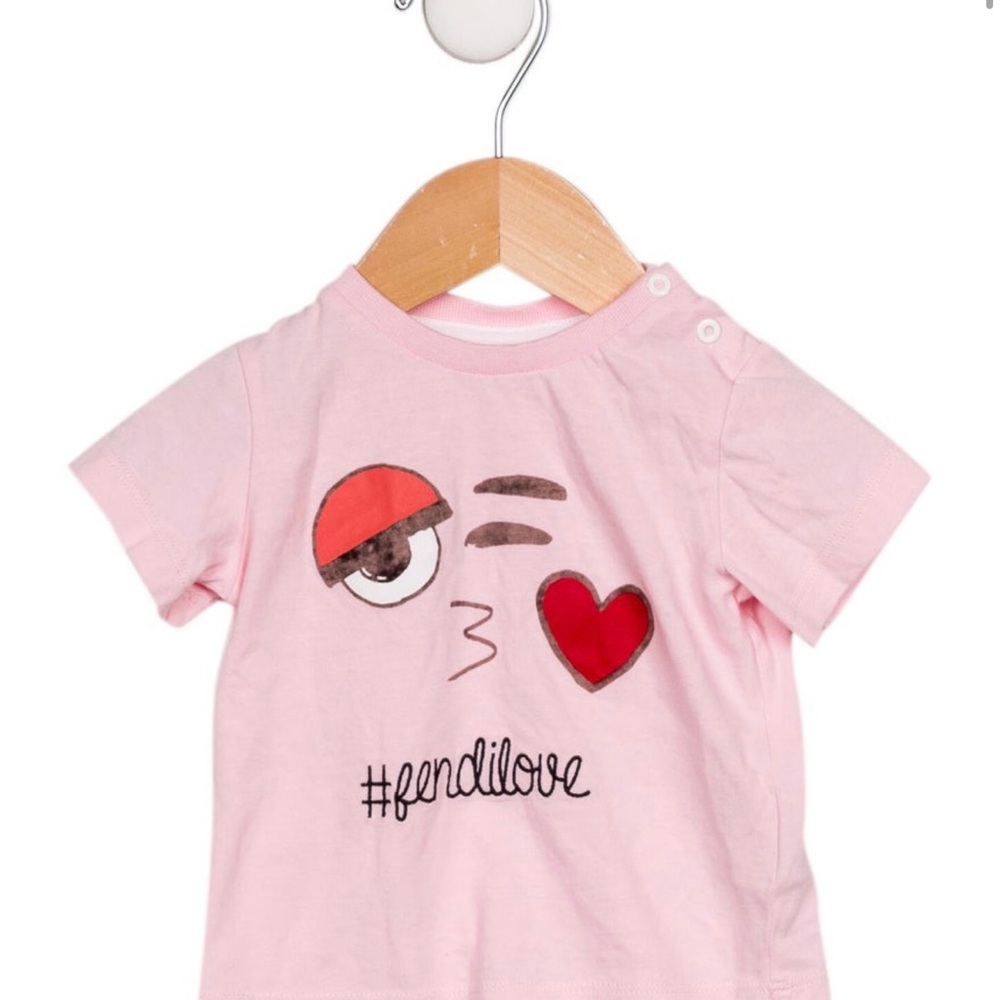 Fendi Pink Emoji Graphic Kids T-Shirt